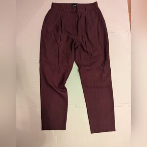 Frank and Oak Burgundy Wool Blend High-waisted Pants in size 10